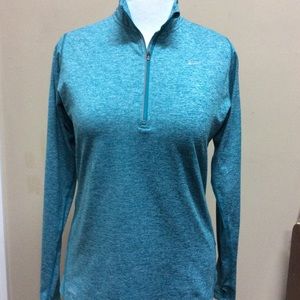 Large NIKE DRI FIT teal blue long sleeve Top